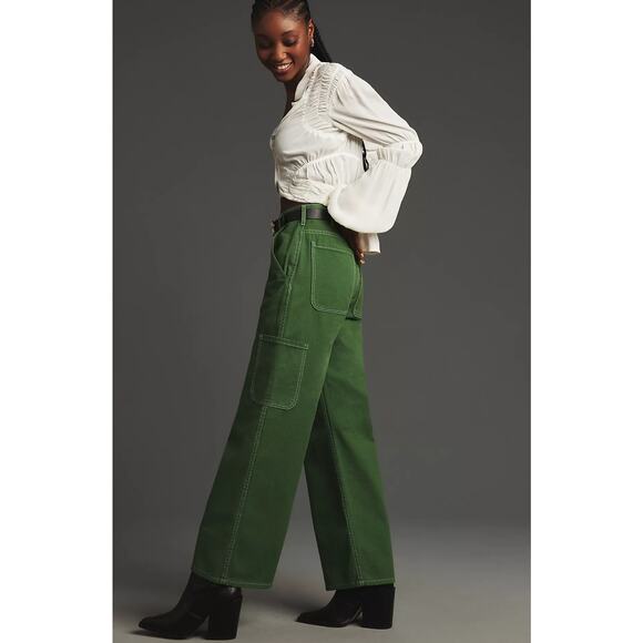 NWT Atelier Delphine Bishti Wide-Leg Green Utility Pants - XS - Picture 4 of 8